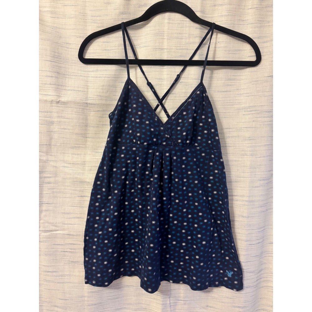 American Eagle Navy Blue Starburst Empire Waist Cami Top Medium